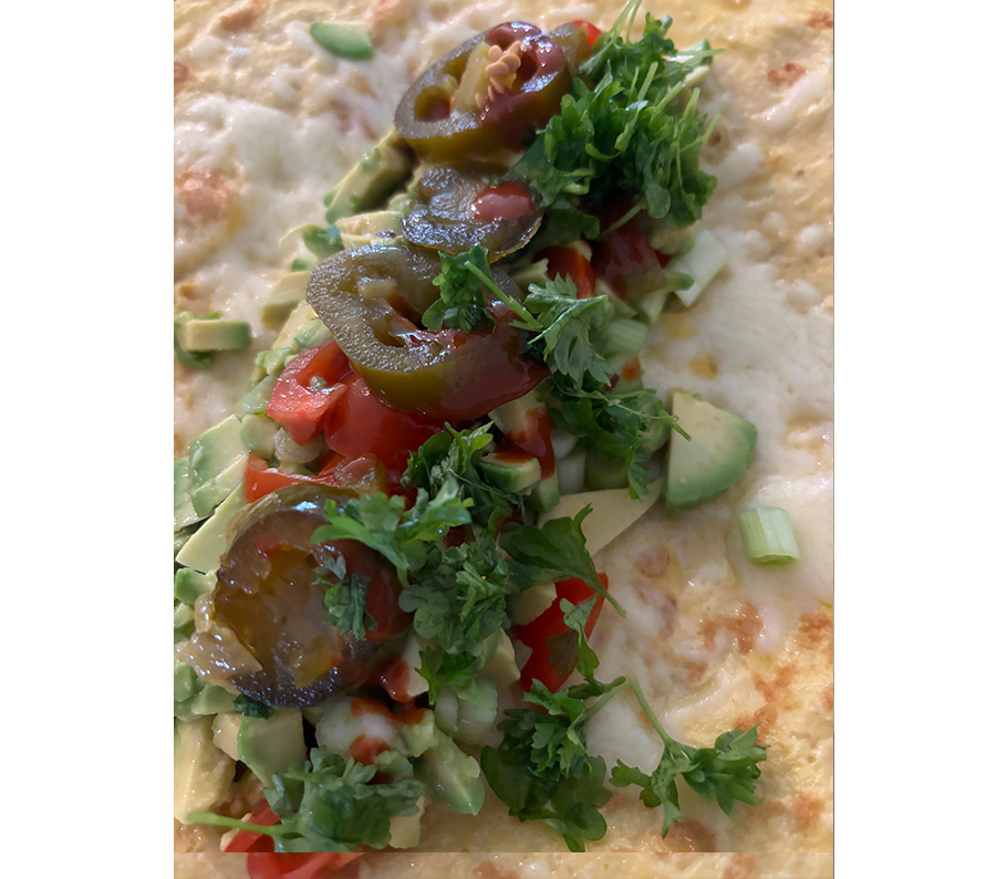 omelette wrap with avocado salsa
